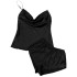 New Solid Color Ice Silk Pajamas Women's Thin Home Strap Shorts Set Sexy Lightweight Two Piece Home Clothes