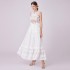 5115 Summer European and American Round Sleeveless Hollow Water soluble Lace Splicing Dress with Long Skirt and Strap