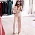 European and American Cross border Women's Clothing 2024 Summer New Fashion Solid Color Collar Suit Top Wide Leg Pants Casual Set