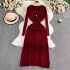 Large size women's clothing 2024 autumn and winter new knitted dress, fat mm, covering the belly to show off thinness, paired with a coat, base coat, woolen dress