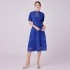 Spot Photo - French Fashion Retro Dress with Lace and Lace Splicing, V-neck Design, Short sleeved Dress