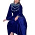 XQY500249 Saudi Arabia Abaya Robe Velvet Zipper Green Drip Diamond Middle East Dress