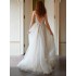 Forest style dreamy petal wedding dress 2024 new French princess simple and slimming, waist cinched, V-neck tied, light trailing