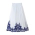 AliExpress 2024 Summer New Product European and American Cross border Women's Fashion Contrast Embroidered Shirt+Skirt Set for Women