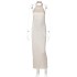 European and American Amazon foreign trade dress 2024 summer new solid color sleeveless hanging neck sexy backless satin dress