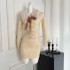 Lazy Didi Cheese Mousse Two tone Thick Sweater Set