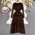 Large size women's clothing 2024 autumn and winter new knitted dress, fat mm, covering the belly to show off thinness, paired with a coat, base coat, woolen dress