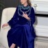 XQY500249 Saudi Arabia Abaya Robe Velvet Zipper Green Drip Diamond Middle East Dress