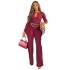 Cross border European and American women's clothing 2024 spring new style temperament hollow out long sleeved slim fit high waist wide leg pants jumpsuit