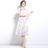 Real time spot printed waist cinching shirt dress with waist belt for commuting