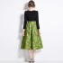 Real time stock 2024 autumn high-end black jacquard mid length temperament dress new