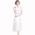 Real time spot vintage princess style dress with short sleeves, pleated mid length skirt, two-piece set+camisole