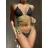 2024 European and American Split Hard Cup Bikini Love Drawstring Strap Bikini Swimsuit Women's Sexy Swimsuit Cross border