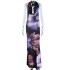 European and American women's cross-border foreign trade manufacturer 2023 new digital printed sexy hanging collar long, medium long dress