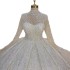 New Wedding Dress Heavy Industry Embroidered Bead Lace Elegant Long Sleeve Pong Princess Skirt Tail Wedding Dress 6200