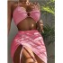 Swimsuit women's multi colored sexy European and American short skirt hanging neck three piece set split swimsuit bikini foreign trade bikini in stock