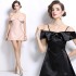 Real shot spot design sense, three-dimensional butterfly strapless strapless, shoulder baring, waist cinched A-line skirt dress, mini dress