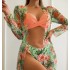 2022 new three-point three piece set of outerwear, long sleeved European and American cross-border split bikini swimsuit, women's bikini