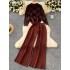 Korean chic fashion set women's long sleeved letter knitted top+high waist slimming wide leg straight leg pants two-piece set