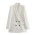 Linen double breasted women's suit jacket+vest vest vest+linen straight leg pants set