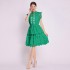 Spot 50851- Heavy Industry Design Solid Color Short Skirt Fashion Stand up Collar Sleeveless Hollow Out Dress without Strap