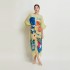 In stock - Miyake Fold Summer New Product Printed Waist Waist Dress Handmade Fold Temperament Skin Covering Long Dress