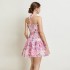 Spot shooting seaside vacation style embroidered lace strapless short skirt French floral sweet hanging neck cake skirt