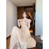 High end formal occasion lace embroidered dress for women's summer 2024 new style French temperament elegant pleated long skirt