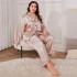 European and American cross-border plus size sleepwear women's long imitation silk sexy nightgown fashionable casual loose lace up sleepwear set