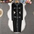 Autumn and Winter New Foreign Trade Knitted Dress Single breasted Striped Pocket Woolen Skirt