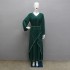 XQY500235 Middle East Cross border Amazon Muslim Robe Hot Diamond Chiffon Dress with Belt