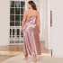 Danilinga fat plus size sleepwear for women, fashionable and breathable casual sleepwear, long imitation silk sexy suspender nightgown