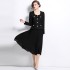 Real time spot small fragrance style socialite temperament slim fit and slimming patchwork large swing dress