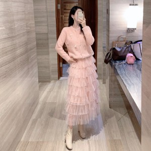 Bow tie sweater for women, 2024 autumn and winter temperament, high-end feeling, soft and sticky mohair knitted cardigan jacket, two-piece set