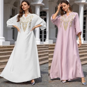 Cross border Muslim Middle Eastern Robe Women's Embroidered Abaya Dress Dubai Women's Muslim Wholesale