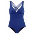 2023 new European and American deep V sexy backless foreign trade one-piece swimsuit with crossed back solid color swimsuit for women