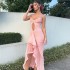 European and American style 2024 summer new women's sexy hollow mesh lace irregular suspender dress wholesale for women