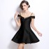 Real shot spot one shoulder camisole dress with women's French temperament and high-end feeling, waist cinching gift skirt