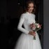 New Foreign Trade Muslim Wedding Dress High Collar Bead Embroidered Lace Long Sleeve Hui Dress Bridal Wedding Dress White