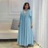 XQY500319 Cross border Dubai Muslim Women's Robe Fashion Sparkling Beaded Splicing Middle Eastern Long Dress