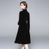 New Velvet Retro Stand up Collar Large Swing Skirt Fashionable and Elegant Slimming Dress