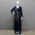 XQY500177 Cross border Middle East Fashion Diamond Inlaid Abaya Satin Evening Dress Dubai Arab Open Robe