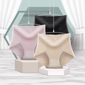 Spring and summer abdominal and hip lifting high waisted lace underwear for women, shaping and beautifying the body, sexy and antibacterial pure cotton women's triangle underwear