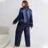 Danilin sleepwear silk ice silk thin long sleeved pants cardigan simulation silk plus size sexy home suit set