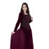 XQY500222 Dubai Arab Muslim Korean Velvet Chiffon Splicing Hot Diamond Evening Dress Jalabia Women's Wear