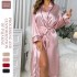 Long ice silk nightgown manufacturer in stock, summer thin style, fashionable and simple home clothes, women's sexy cardigan bathrobe