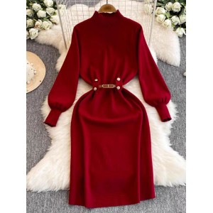 High end matching coat knitted dress for autumn and winter new style, elegant and fashionable, slimming and mid length skirt