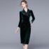 Real time spot high-quality velvet green slim fit waist, mid length, knee length skirt, outerwear, dress