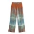 2024 Summer New Women's Clothing Silk Texture Gradient Loose Shirt Top Tie Dyeing Printed Pants Set for Foreign Trade