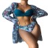 2022 new three-point three piece set of outerwear, long sleeved European and American cross-border split bikini swimsuit, women's bikini